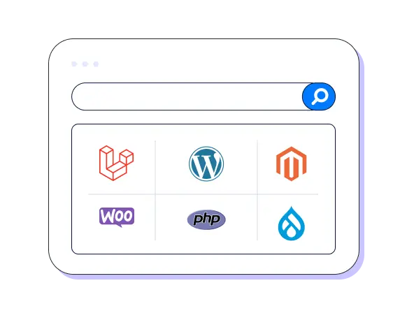 Choose from our varied app options, like Laravel, PHP, Magento, WordPress, Drupal, WooCommerce, and More. Choose from our varied app options, like Laravel, PHP, Magento, WordPress, Drupal, WooCommerce, and More.